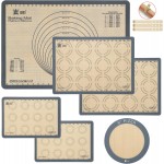 Silicone Baking Mat Set of 6, GUANCI Grade Food Baking mats Non-Stick Reusable Pizza Bakeware Mat for Making Macaroon, Pizza, Cookie, Pastry, Bread, Bun(Grey)