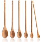 Wooden Meauring Spoons Set of 6 - Long Handle Beechwood Measuring Spoons 1/8 TSP, 1/4 TSP, 1/2 TSP, 1 TSP, 1/2 tbsp & 1 tbsp for Measuring Dry Ingredients for Cooking Baking Gift(10 inch)