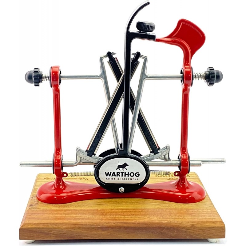 Warthog V-Sharp Elite Knife Sharpeners with Deluxe Wooden Base, Diamond Rods, Adjustable Angles, Metal Frame Construction