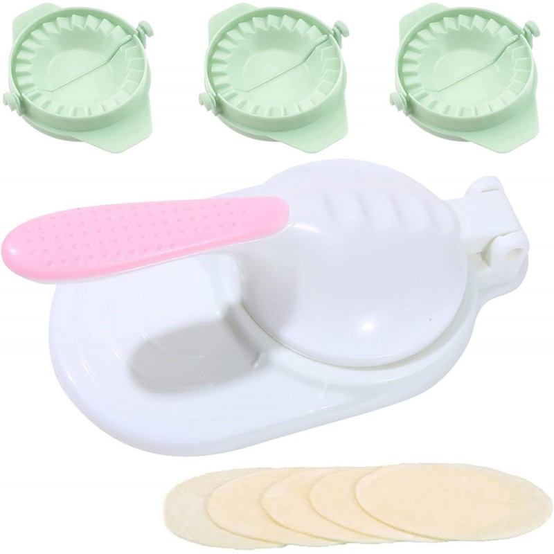Dough Presser Dumpling Skin Maker with 3Pcs Dumpling Press Molds, Manual Press Chinese Dumplings Skin Tool Wrapper Presser for Making Chinese Dumplings Pie Ravioli Empanadas Sugar Pancakes