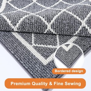 BEQHAUSE-Kitchen-Rugs-Non-Slip-Kitchen-Mats-for-Floor Machine Washable Kitchen Rugs 2 Pieces Grey Kitchen Runner Carpet with TPR Backing 20x30inch/20x48inch