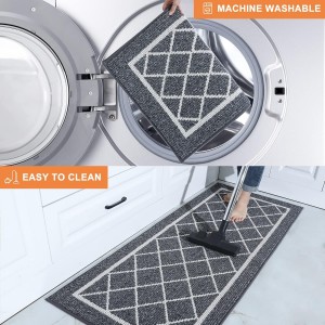 BEQHAUSE-Kitchen-Rugs-Non-Slip-Kitchen-Mats-for-Floor Machine Washable Kitchen Rugs 2 Pieces Grey Kitchen Runner Carpet with TPR Backing 20x30inch/20x48inch
