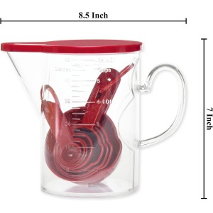 Measuring Cups and Measuring Spoons Set of 10 Pieces, Supreme Housewares Plastic Multi-Purpose Home Essentials Cooking, and Baking Tools BPA Free Dishwasher Safe for Liquid and Dry (Red)