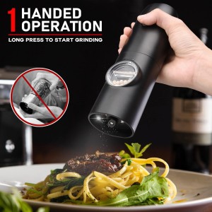 automatic pepper mill,USB rechargeable,Adjustable Coarseness,ceramic burr,refillable,Auto grinders with charging base LED light (With Plastic Charging base(2PCS))