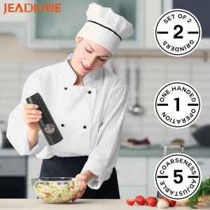 automatic pepper mill,USB rechargeable,Adjustable Coarseness,ceramic burr,refillable,Auto grinders with charging base LED light (With Plastic Charging base(2PCS))