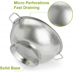 Colander Stainless Steel 3-Quart, Strainer for Kitchen Food, Dishwasher Safe