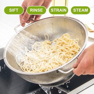 Colander Stainless Steel 3-Quart, Strainer for Kitchen Food, Dishwasher Safe