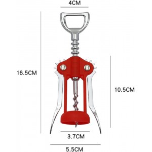 Wine Opner Wing Corkscrew,Stainless Steel Wing Corkscrew with Coil Cutter Used in Kitchen Restaurant Bars,Waiters Corkscrew Beer Cap Bottles Opener for Men Women （Black