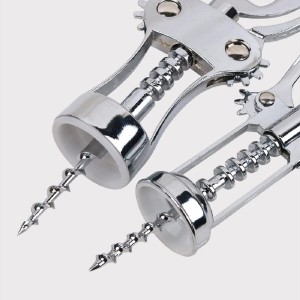 Wine Opner Wing Corkscrew,Stainless Steel Wing Corkscrew with Coil Cutter Used in Kitchen Restaurant Bars,Waiters Corkscrew Beer Cap Bottles Opener for Men Women （Black