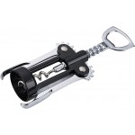 Wine Opner Wing Corkscrew,Stainless Steel Wing Corkscrew with Coil Cutter Used in Kitchen Restaurant Bars,Waiters Corkscrew Beer Cap Bottles Opener for Men Women （Black