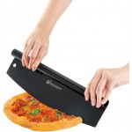 Restaurantware Met Lux 13.8 x 3.5 Inch Rocker Pizza Knife 1 Durable Pizza Rocker Blade - Dishwashable Rounded Handle Black Stainless steel Rocking Pizza Cutter Included Cover Hole For Hanging