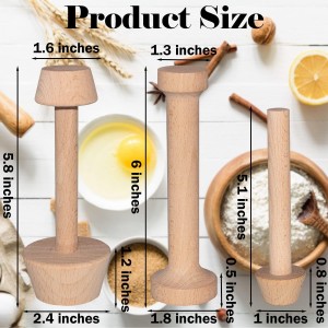 Wooden Tart Tamper Set, Double Side Pie Pastry Dough Tamper, Egg Tart Pan Mold DIY Cake Pastry Baking Tool for Mini Egg Tart, Cheesecakes, Pasta and Dessert Baking (3 Pieces)