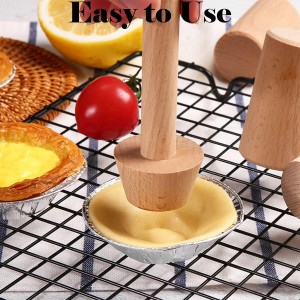 Wooden Tart Tamper Set, Double Side Pie Pastry Dough Tamper, Egg Tart Pan Mold DIY Cake Pastry Baking Tool for Mini Egg Tart, Cheesecakes, Pasta and Dessert Baking (3 Pieces)