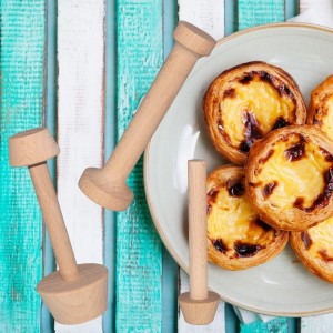 Wooden Tart Tamper Set, Double Side Pie Pastry Dough Tamper, Egg Tart Pan Mold DIY Cake Pastry Baking Tool for Mini Egg Tart, Cheesecakes, Pasta and Dessert Baking (3 Pieces)