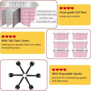 LNYZQUS 10oz Mini Cake Pans With Lids 40 Pack, Aluminum Foil Square Brownie Baking Cups,Disposable 4”x4” Large Cupcake Pan,Jumbo Muffin Tin Ramekins Holders-Pink