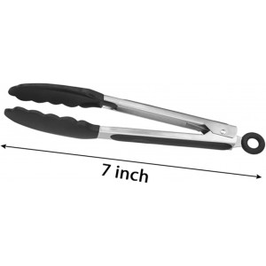 Serving Tongs Kitchen Tongs - Heat Resistant, Premium Stainless Steel Locking Cooking Tongs with Silicone Tips, Non-Slip Food Tongs for Cooking, Heavy Duty, Non-Stick (7 Inch(4 Pack))