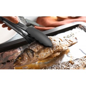 Serving Tongs Kitchen Tongs - Heat Resistant, Premium Stainless Steel Locking Cooking Tongs with Silicone Tips, Non-Slip Food Tongs for Cooking, Heavy Duty, Non-Stick (7 Inch(4 Pack))