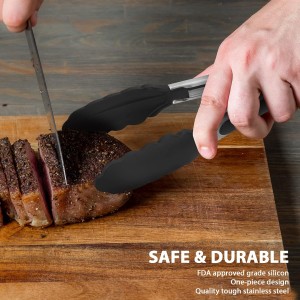 Serving Tongs Kitchen Tongs - Heat Resistant, Premium Stainless Steel Locking Cooking Tongs with Silicone Tips, Non-Slip Food Tongs for Cooking, Heavy Duty, Non-Stick (7 Inch(4 Pack))