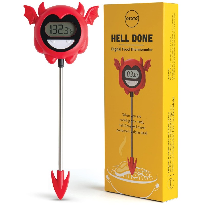 OTOTO Hell Done Halloween Meat Thermometer Digital - Spooky Food for Cooking, for Meat, Digital, Cooking Gifts, Cute Kitchen Gadgets