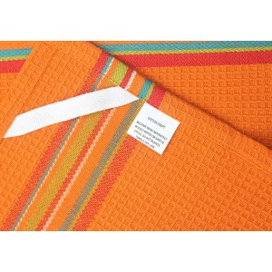 COTTON CRAFT Salsa Stripe Kitchen Towel - Set of 8 Pure Cotton Absorbent Waffle Weave Dish Towel Dish Cloth - Low Lint Reusable Drying Towels - Restaurant Bar Cleaning Kitchen Hand Towel -16x28 Multi
