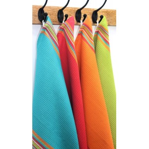 COTTON CRAFT Salsa Stripe Kitchen Towel - Set of 8 Pure Cotton Absorbent Waffle Weave Dish Towel Dish Cloth - Low Lint Reusable Drying Towels - Restaurant Bar Cleaning Kitchen Hand Towel -16x28 Multi
