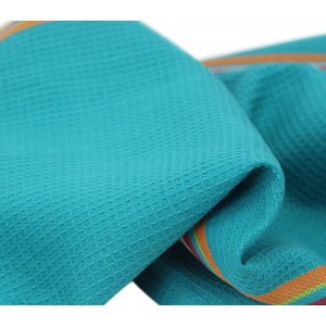 COTTON CRAFT Salsa Stripe Kitchen Towel - Set of 8 Pure Cotton Absorbent Waffle Weave Dish Towel Dish Cloth - Low Lint Reusable Drying Towels - Restaurant Bar Cleaning Kitchen Hand Towel -16x28 Multi