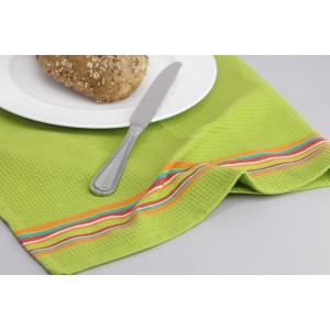 COTTON CRAFT Salsa Stripe Kitchen Towel - Set of 8 Pure Cotton Absorbent Waffle Weave Dish Towel Dish Cloth - Low Lint Reusable Drying Towels - Restaurant Bar Cleaning Kitchen Hand Towel -16x28 Multi