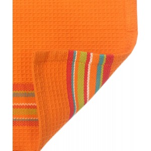 COTTON CRAFT Salsa Stripe Kitchen Towel - Set of 8 Pure Cotton Absorbent Waffle Weave Dish Towel Dish Cloth - Low Lint Reusable Drying Towels - Restaurant Bar Cleaning Kitchen Hand Towel -16x28 Multi