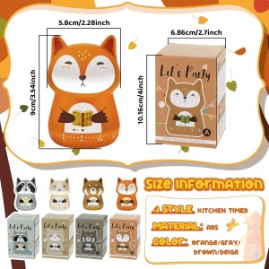 Amylove 4 Pieces Cute Kitchen Timer Animal Mechanical Manual Fox Raccoon Bear Wolf 60 Minutes Loud Alarm Egg Windup Timer for Adults Christmas Home Cooking Baking Fitness Beauty