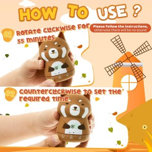 Amylove 4 Pieces Cute Kitchen Timer Animal Mechanical Manual Fox Raccoon Bear Wolf 60 Minutes Loud Alarm Egg Windup Timer for Adults Christmas Home Cooking Baking Fitness Beauty