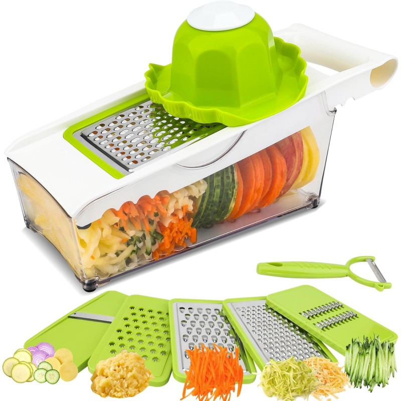 Graters For Kitchen, Cheese Grater with Container, Mandoline Slicer For Kitchen, Vegetable Grater, Carrot Shredder, Julienne Slicer and Peeler, Potato Slicer