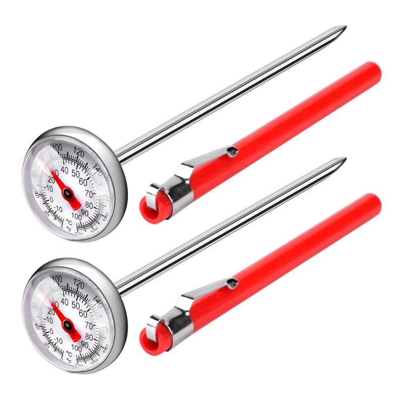 2 PCS Meat Thermometer for Grilling, Food Thermometer for Cooking, Milk, Meat Thermometers for Grilling Cooking, Kitchen Instant Read Thermometer, Pocket Thermometers Food Temperature Probe