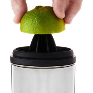 Viski Alchemi Vacuum Insulated Cocktail Shaker with Citrus Reamer, Cap, Strainer for Cold Brew Cocktails, Margarita, Whiskey Sour, Double Walled Stainless Steel Martini Shaker, Home Bar Tools, 18 oz