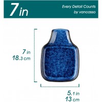 vancasso Stern Spoon Rest for Kitchen, Square Ceramic Spoon Holder for Stove Top, Heat Resistant Utensil Rest for Countertop, Dishwasher Safe, Kiln Blue, 2 Pack