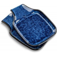 vancasso Stern Spoon Rest for Kitchen, Square Ceramic Spoon Holder for Stove Top, Heat Resistant Utensil Rest for Countertop, Dishwasher Safe, Kiln Blue, 2 Pack