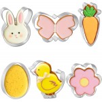 Easter Cookie Cutters 6 PCS, 3'' to 3.5'', Bunny, Egg, Carrot, Chick, Flower, Butterfly