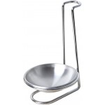 1 Piece Stainless Steel Spoon Rest Holder with Bowl Spoon Rack Standing Spoon Rest Vertical Spoon Rest Soup Ladle Holder Ladle Rest for Kitchen Counter, Silver