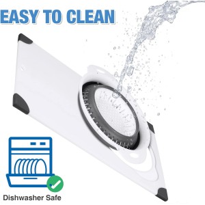 Over the Sink Cutting Board with Collapsible Colander, 2-In-1 Sink Drainer Board 11"x17.7" Anti-Slip Cutting Board and Detachable Draining Basket with Ergonomic Handle PP Plastic and TPR Rubber