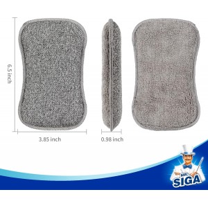 MR.SIGA Dual-Sided Scrub Sponges, Long lasting, Reusable Dishwashing Sponges for Kitchen, 6 Pack