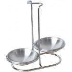 1 Piece Stainless Steel Spoon Rest Holder with Bowl Double Ladles Holder Spoon Rack Standing Spoon Rest Vertical Spoon Rest Soup Ladle Holder Ladle Rest for Kitchen Counter, Silver