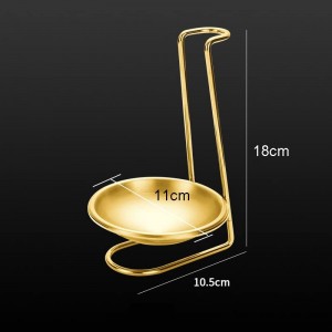 1 Piece Stainless Steel Spoon Rest Holder with Bowl Spoon Rack Standing Spoon Rest Vertical Spoon Rest Soup Ladle Holder Ladle Rest for Kitchen Counter, Gold