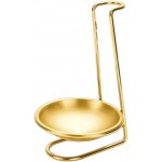 1 Piece Stainless Steel Spoon Rest Holder with Bowl Spoon Rack Standing Spoon Rest Vertical Spoon Rest Soup Ladle Holder Ladle Rest for Kitchen Counter, Gold