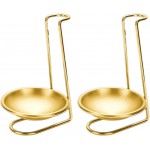 Lasenersm 2 Pieces Stainless Steel Spoon Rest Holder with Bowl, Gold