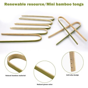 Mini Bamboo Tongs Disposable 100 Pcs 6.2 Inch Long Wooden Tongs for Charcuterie Large Cooking Utensils for Toaster Serving Food Natural Green for Catering Buffet Home