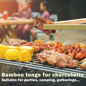 Mini Bamboo Tongs Disposable 100 Pcs 6.2 Inch Long Wooden Tongs for Charcuterie Large Cooking Utensils for Toaster Serving Food Natural Green for Catering Buffet Home