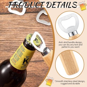 50 Pcs Wood Wine Bottle Opener Stainless Steel Bottle Opener Wood Handheld Heavy Duty Bartender Cider Engraved Gift Set for Kitchen Wedding Party Bar Home Restaurant
