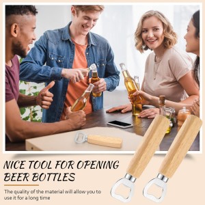 50 Pcs Wood Wine Bottle Opener Stainless Steel Bottle Opener Wood Handheld Heavy Duty Bartender Cider Engraved Gift Set for Kitchen Wedding Party Bar Home Restaurant