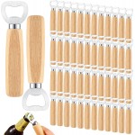 50 Pcs Wood Wine Bottle Opener Stainless Steel Bottle Opener Wood Handheld Heavy Duty Bartender Cider Engraved Gift Set for Kitchen Wedding Party Bar Home Restaurant