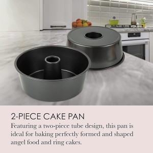 Non-Stick Angel Food Cake Pan, Heavy Duty Baking Pan, Rust-Free Oven Safe Cake Mold for Bundt, Chiffon, Cheesecake - Dishwasher Safe