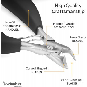 Swissker by Swissklip Heavy Duty Toenail Clippers for Men and Women – Professional Ergonomic Large Toe Nail Cutter & Trimmer for Thick Nails Seniors, Long Handle Toe Nail Clipper